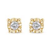10K Yellow Gold Plated .925 Sterling Silver 1/10 Cttw Round Brilliant-Cut Diamond Miracle-Set Stud Earrings (J-K Color, I3 Clarity)